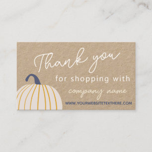 Thank You for Shopping Pumpkin Business Card