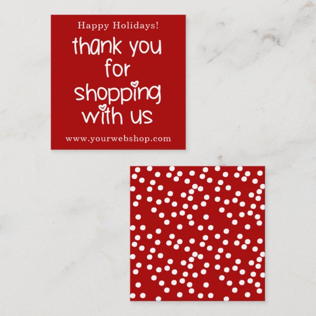 Thank You for Shopping - Red Promotional Christmas Square Business Card (Front/Back)