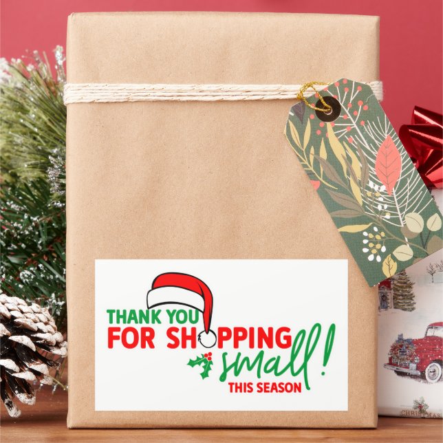 Thank You for Shopping Small Business Holiday  Rectangular Sticker (Holiday)