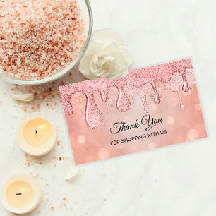 Thank You For Shopping With Us Rose  Drips Business Card