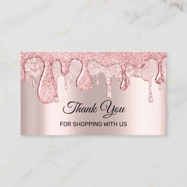 Thank You For Shopping With Us Rose Drips Nails Business Card (Front)