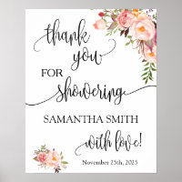 Thank you for showering bride to be pink floral