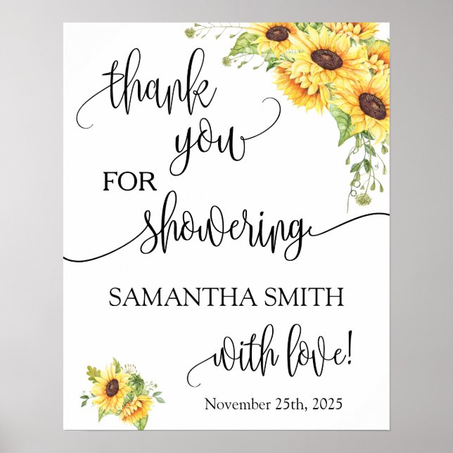Thank you for showering bride to be sunflowers poster (Front)