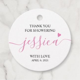 Thank You For Showering Girl Baby Shower Favour Tags