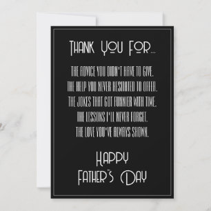 Thank You For... Simple Modern Father's Day Black
