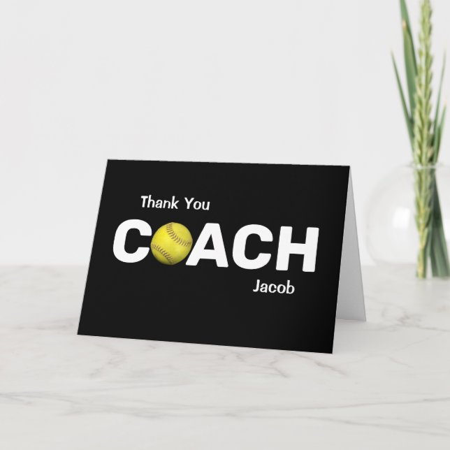 Thank You for Softball Coach Card (Front)