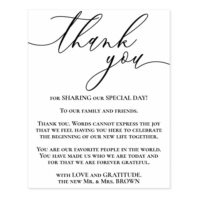 Thank you for special wedding day rubber stamp (Imprint)