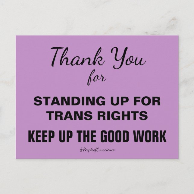 Thank You For Standing Up for Trans People Resist Postcard (Front)