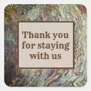 Thank You for Staying Abstract Stripe House Guest Square Sticker