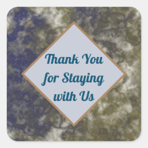 Thank You for Staying Blue Gold House Guest Square Sticker