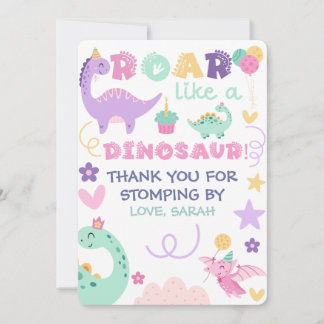 Thank You For Stomping By Dinosaur Kids Birthday Card