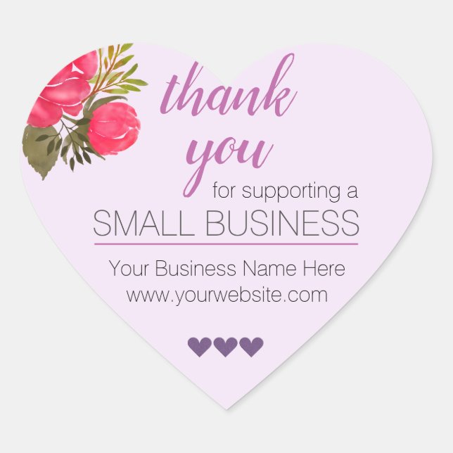 Thank you for Support Small Business Heart Sticker (Front)