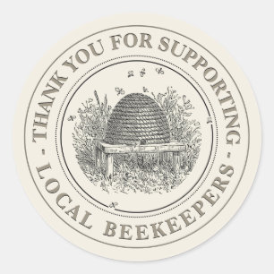 Thank you for Supporting Local Beekeepers Skep Classic Round Sticker