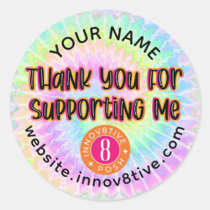 Thank You for Supporting Me Tie Dye Classic Round Sticker