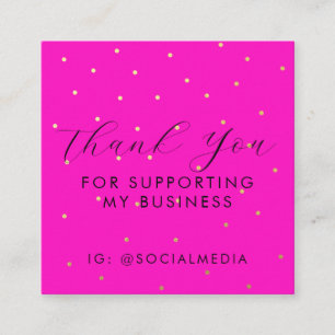Thank You For Supporting My Business Pink Gold   Enclosure Card