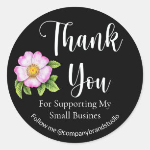 Thank You For Supporting My Small Business Black Classic Round Sticker