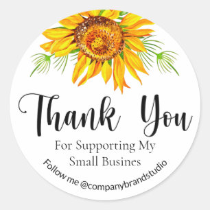Thank You For Supporting My Small Business Floral  Classic Round Sticker