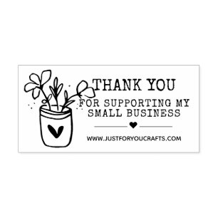 Thank You For Supporting My Small Business Flowers Rubber Stamp