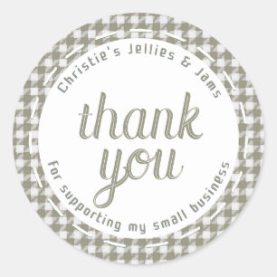 Thank you for supporting my small business gingham classic round sticker