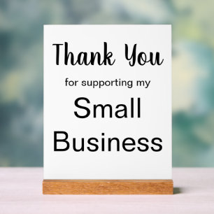 Thank You for Supporting My Small Business White Acrylic Sign