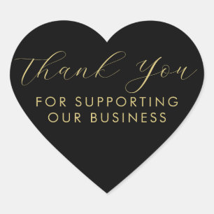 Thank You For Supporting Our Business Black Gold Heart Sticker