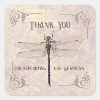 Thank You for Supporting Our Business Dragonfly  Square Sticker