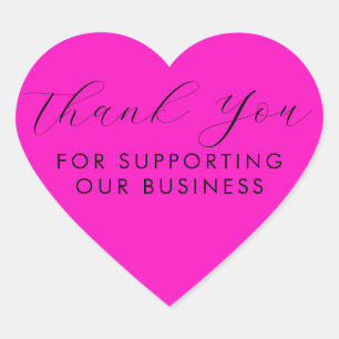 Thank You For Supporting Our Business Pink Heart Sticker
