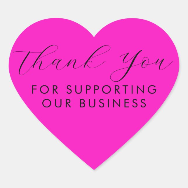 Thank You For Supporting Our Business Pink Heart Sticker (Front)