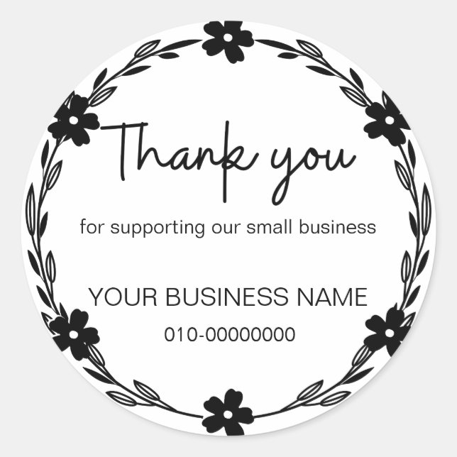 Thank you for supporting our small business classic round sticker (Front)