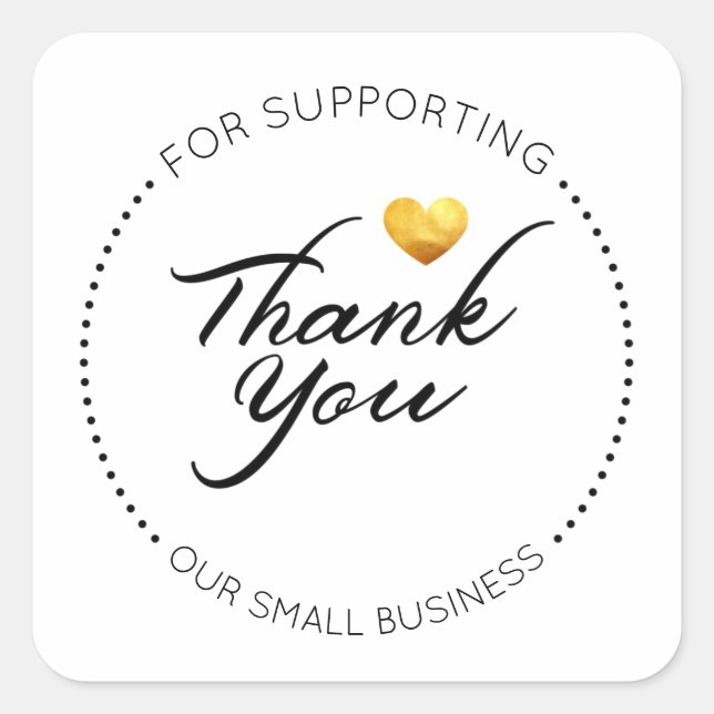Thank you for supporting our small business square sticker (Front)