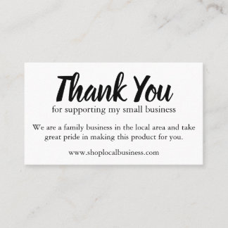 Thank You For Supporting Small Business Card