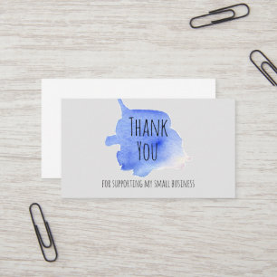Thank You For Supporting Small Business Watercolor Business Card