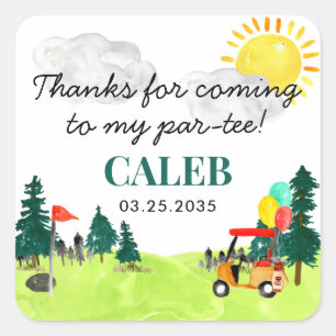 Thank You For Swinging By Kid Golf Pro Birthday Square Sticker