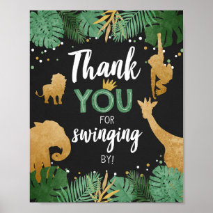 Thank You For Swinging By Safari Animals Birthday Poster