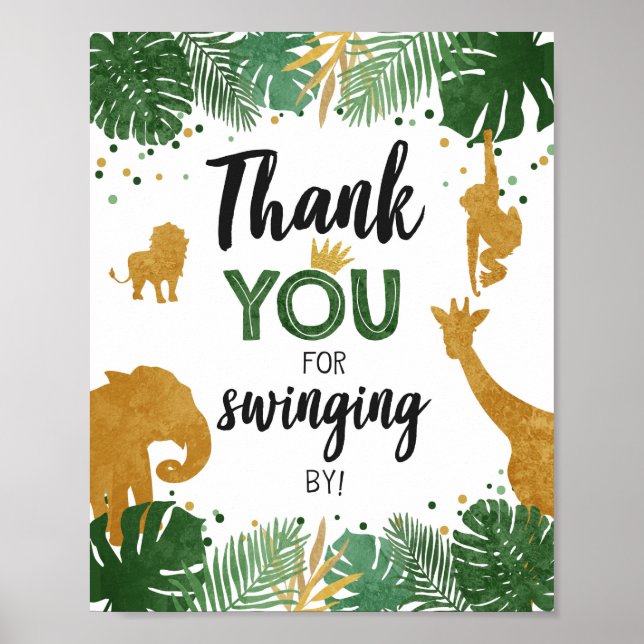 Thank You For Swinging By Safari Animals Birthday Poster (Front)