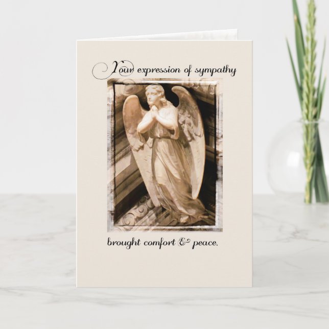 Thank You For Sympathy Expression Religious Angel Card (Front)