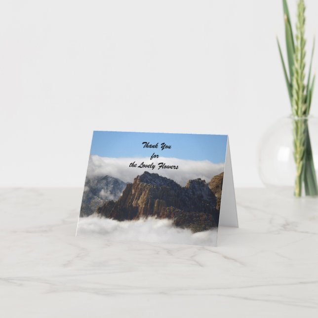 Thank You for Sympathy Flowers Clouds Note Card (Front)