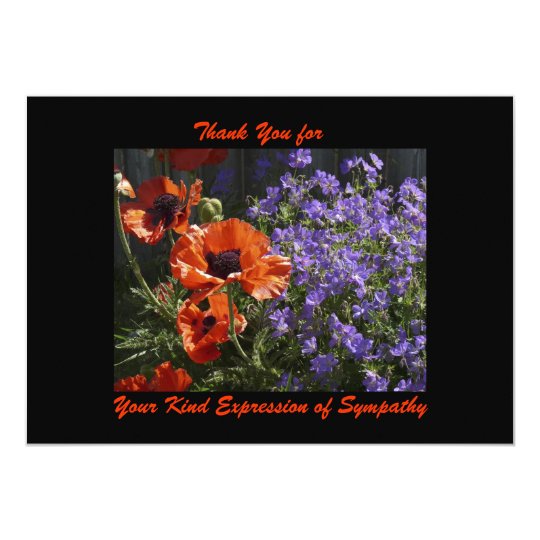 Thank You for Sympathy, Orange Flowers Poppies Card