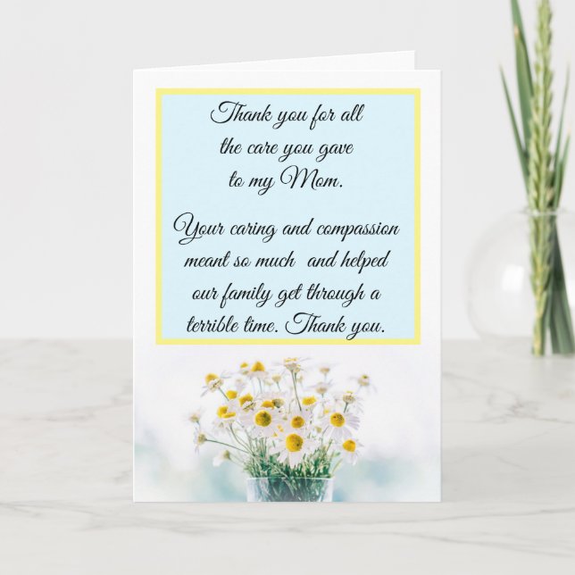 Thank You for Taking care of my Mum Nurse Card (Front)