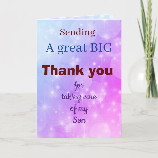 Thank you for taking care of my Son Greetings card (Front)