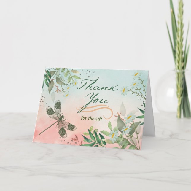 Thank You for the Gift Dragonfly Daisies Card (Front)
