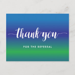 Thank you for the referral on blue green postcard