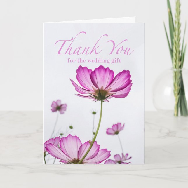 Thank You for the Wedding Gift Cosmos Flowers Card (Front)