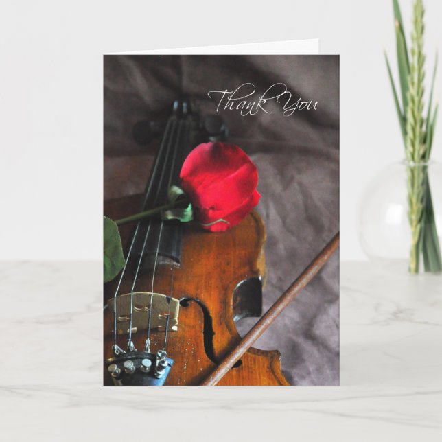 Thank you for the Wedding Music Rose and Violin (Front)