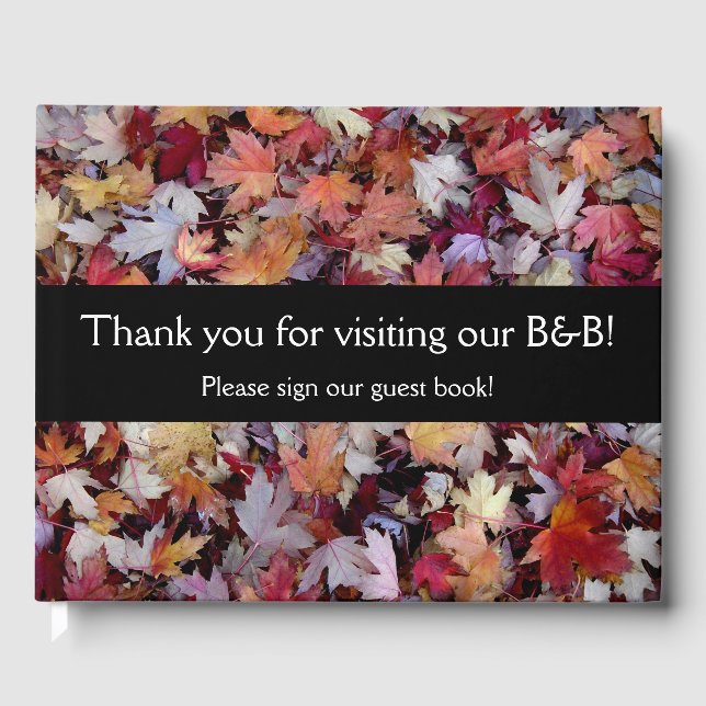 "Thank you for visiting our B&B!" + Autumn Leaves Guest Book (Front)