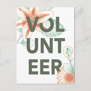thank you for volunteering flowers postcard