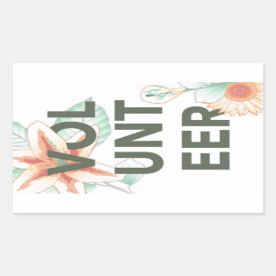 thank you for volunteering flowers rectangular sticker