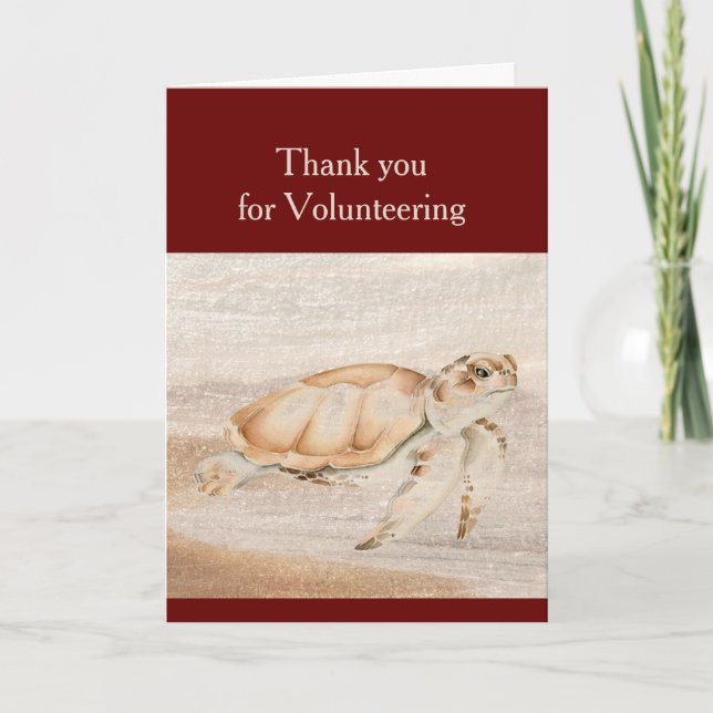 Thank you for Volunteering Fun Turtle Animal Card (Front)