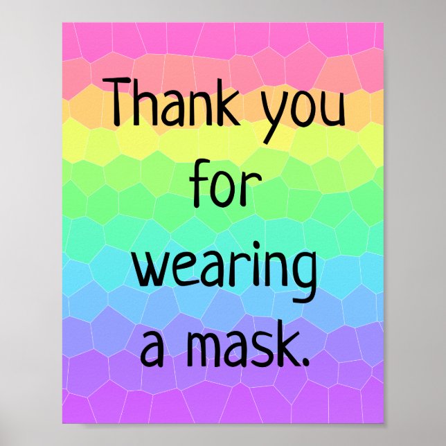 Thank You for Wearing a Mask Rainbow Poster (Front)