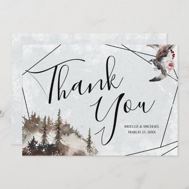 Thank You for Wedding with Raven and Moon Invitation (Front/Back)